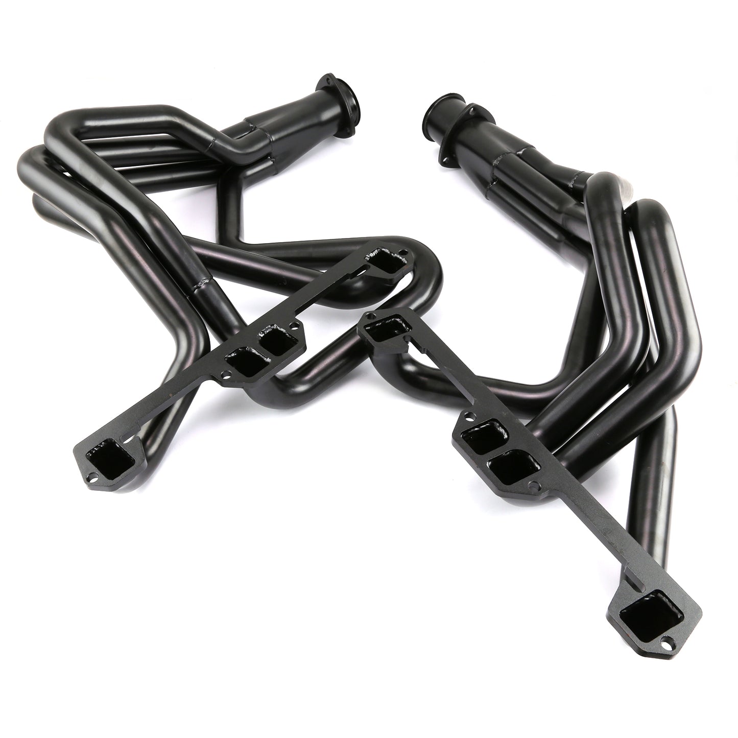 Colectores de escape de acero negro Mopar Chrysler 318, 340 y 360 E para Charger, Challenger y Duster