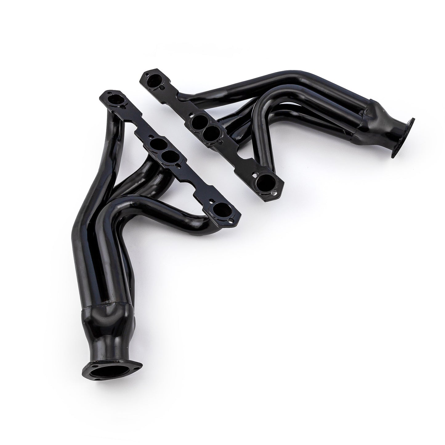 Cabezales de escape rectos negros de longitud media Tri-5 para Chevy SBC 350 1955-57