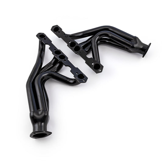 Chevy SBC 350 1955-57 Tri-5 Mid Length Black Headers Straight Plug Heads