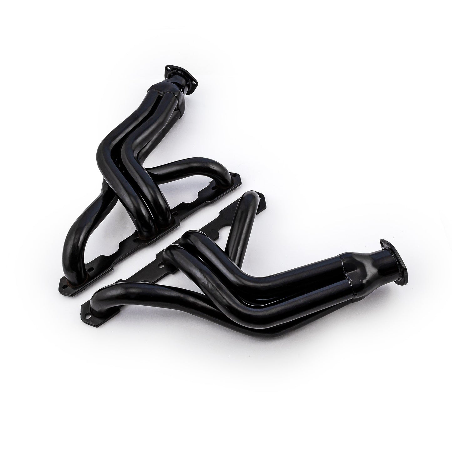 Cabezales de escape rectos negros de longitud media Tri-5 para Chevy SBC 350 1955-57