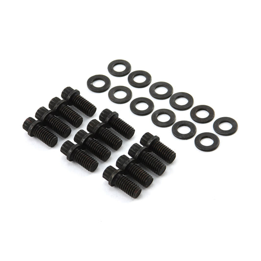 Kit de pernos de colector de escape de óxido negro de 12 puntos para Chevy SBC 350