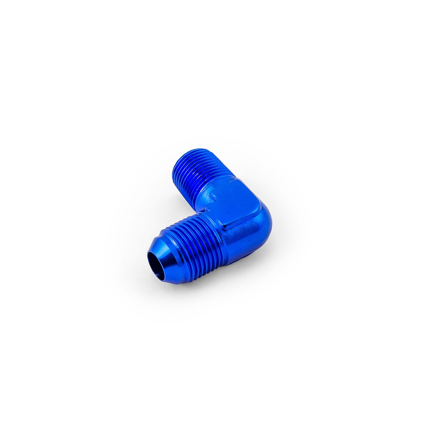 Adaptador de aluminio abocinado de 90 grados de 3/8" NPT a -8 AN macho