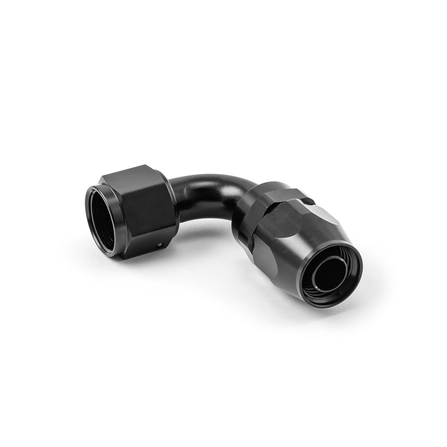 Accesorio de extremo de manguera giratorio de 90 grados -10 AN de aluminio anodizado negro