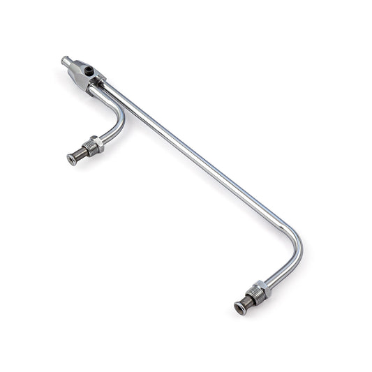 Línea de combustible cromada para carburador Holley de doble bomba (entrada de 3/8", centros de 9 5/16")