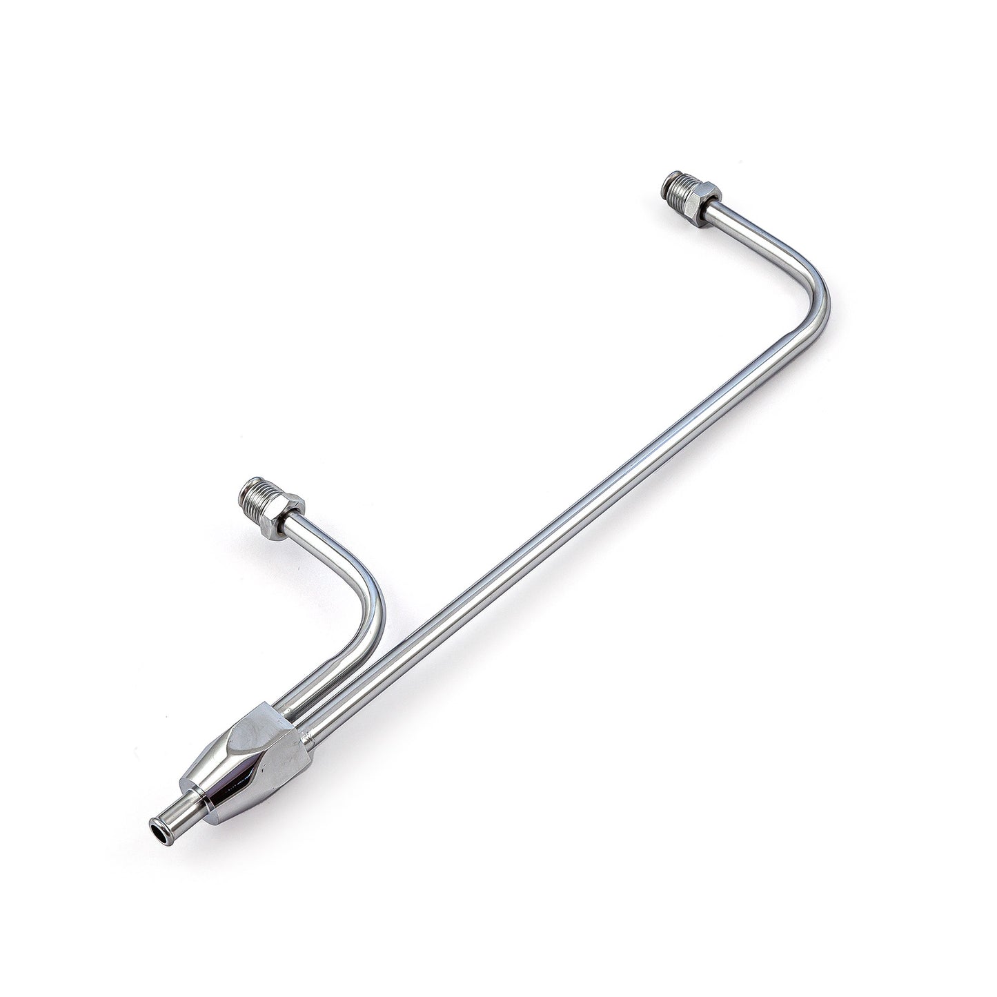 Línea de combustible cromada para carburador Holley de doble bomba (entrada de 3/8", centros de 9 5/16")