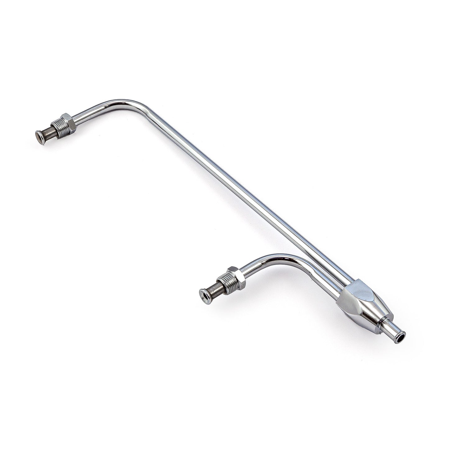 Línea de combustible cromada para carburador Holley de doble bomba (entrada de 3/8", centros de 9 5/16")
