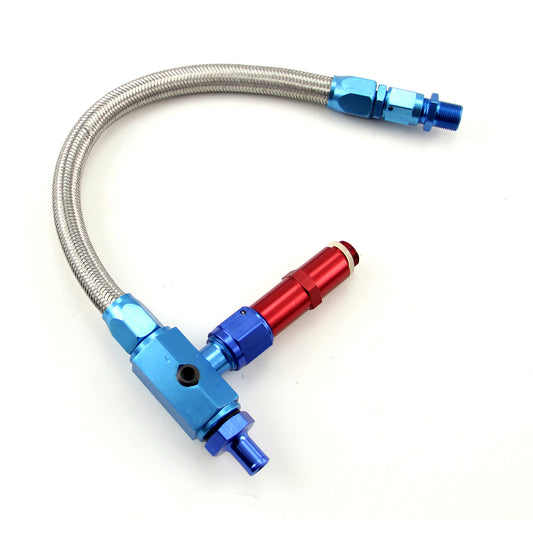 Línea de entrada de combustible para carburador trenzada de 9/16" x 24 (compatible con BG S79) + manómetro