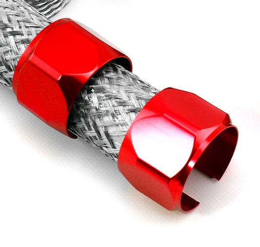 Universal Stainless Steel Braide Hose and End Sleeve Kit - Red