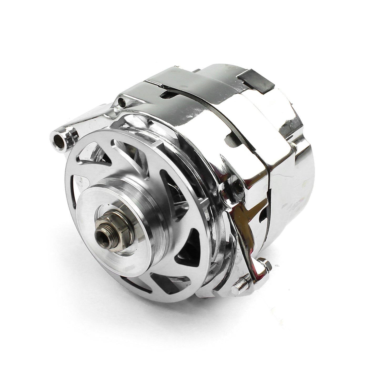 Alternador GM de 100 A, 1 cable, regulador interno de alto rendimiento con ventilador de palanquilla, color plateado