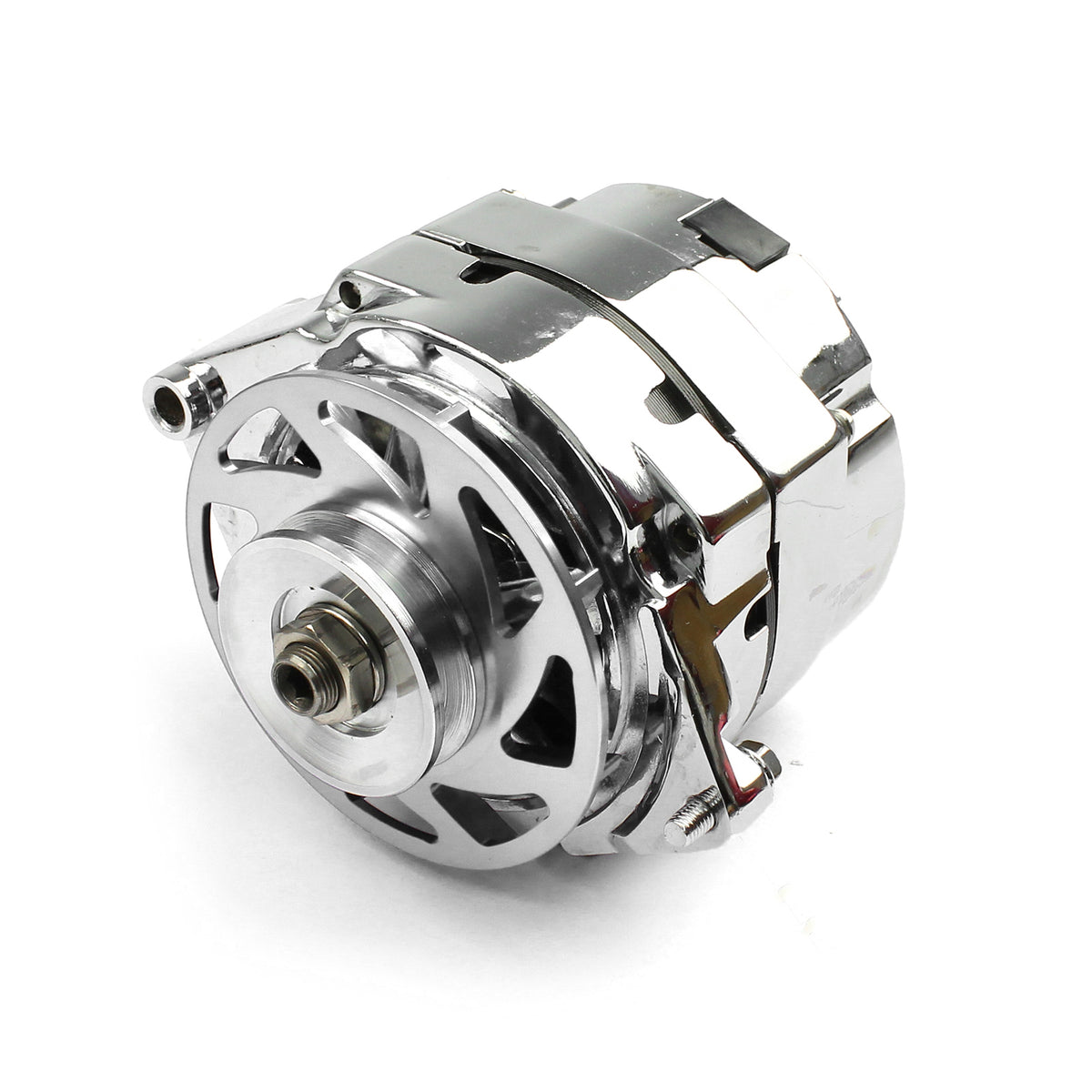 Alternador GM de 100 A, 1 cable, regulador interno de alto rendimiento con ventilador de palanquilla, color plateado