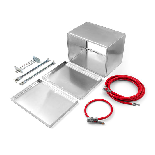 Universal Fabricated Polished Aluminum Battery Box and Relocation Kit