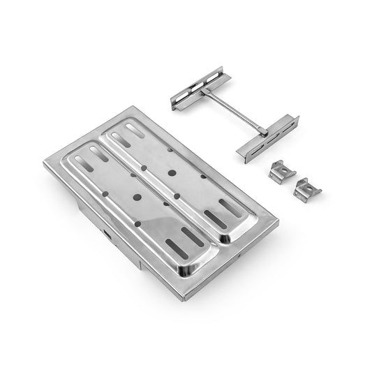 Bandeja de batería universal de acero inoxidable de 7,5" x 13,25" y sujeción