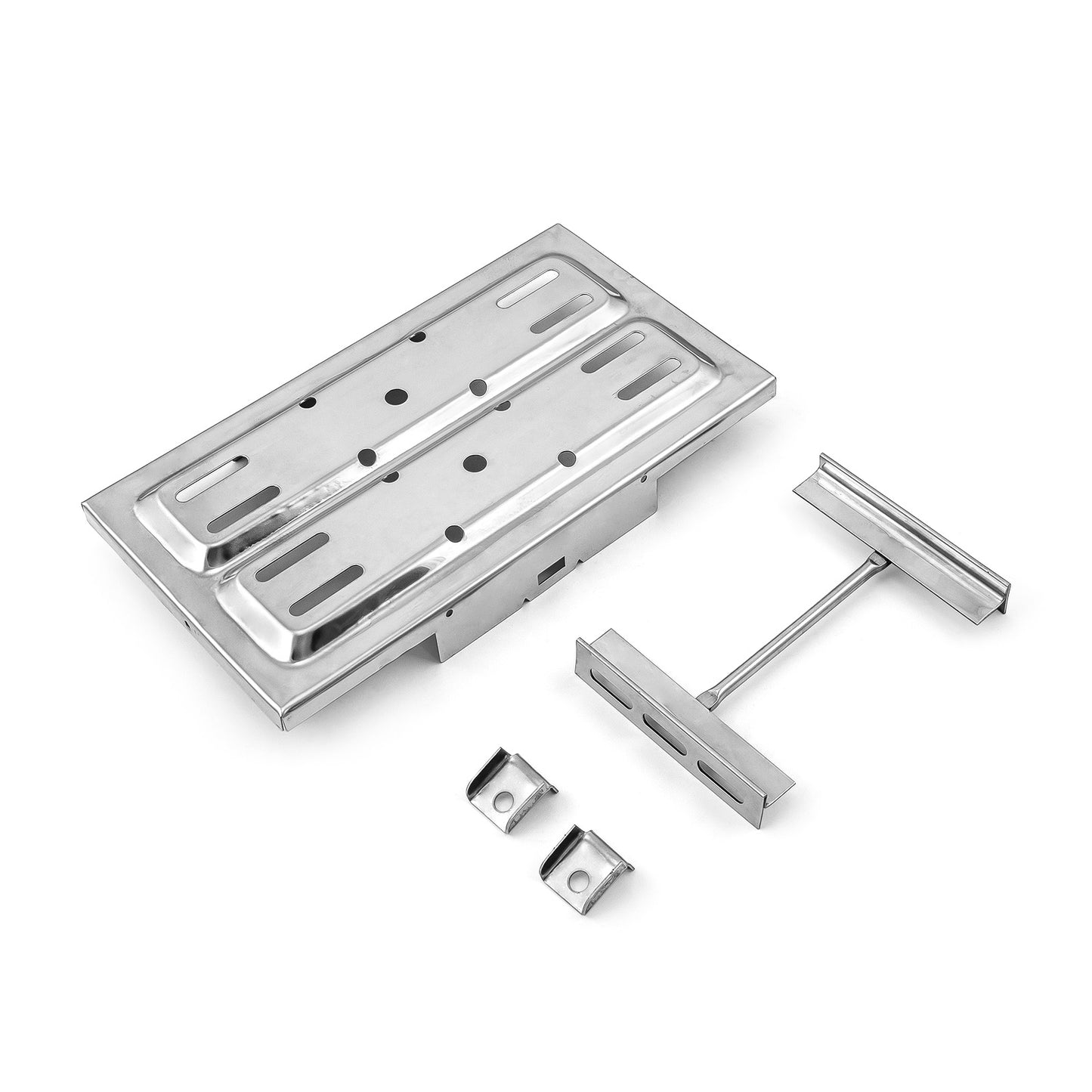 Bandeja de batería universal de acero inoxidable de 7,5" x 13,25" y sujeción