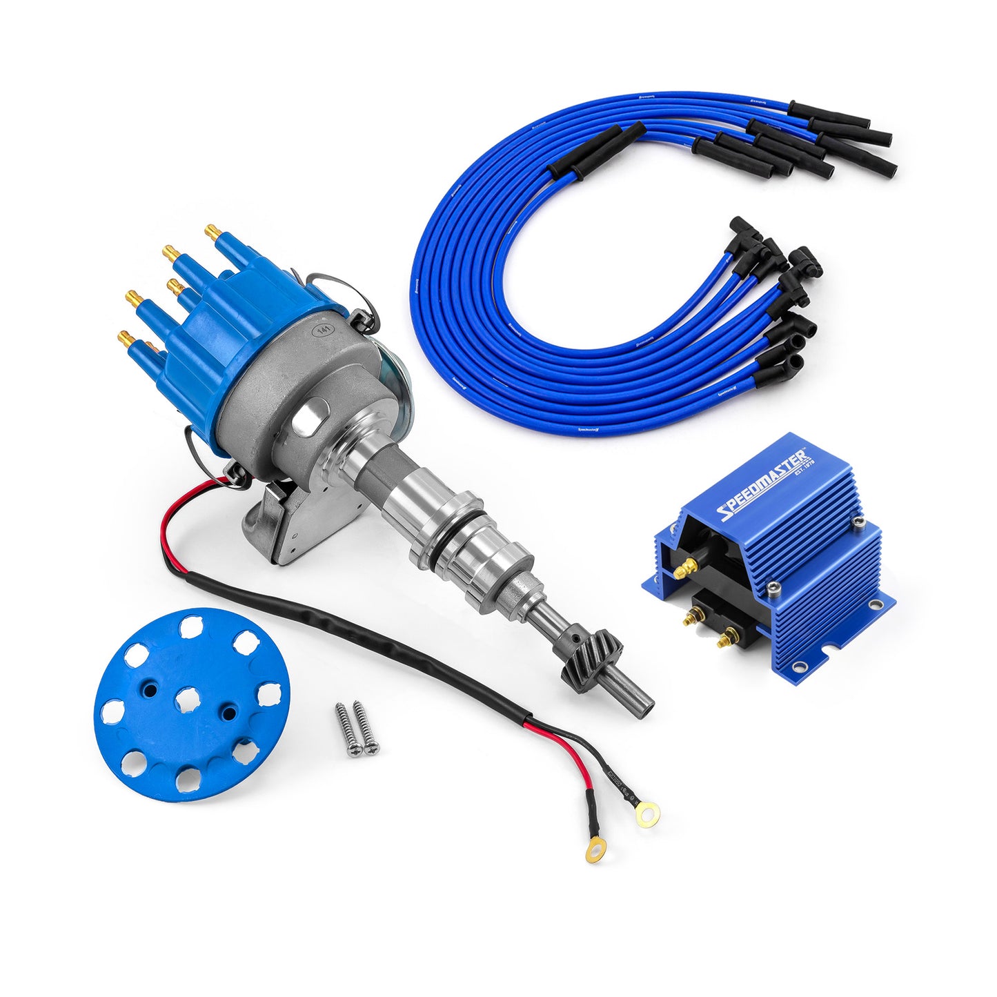 Distribuidor Ford SB 289 302 Windsor listo para usar con bobina y cables conductores