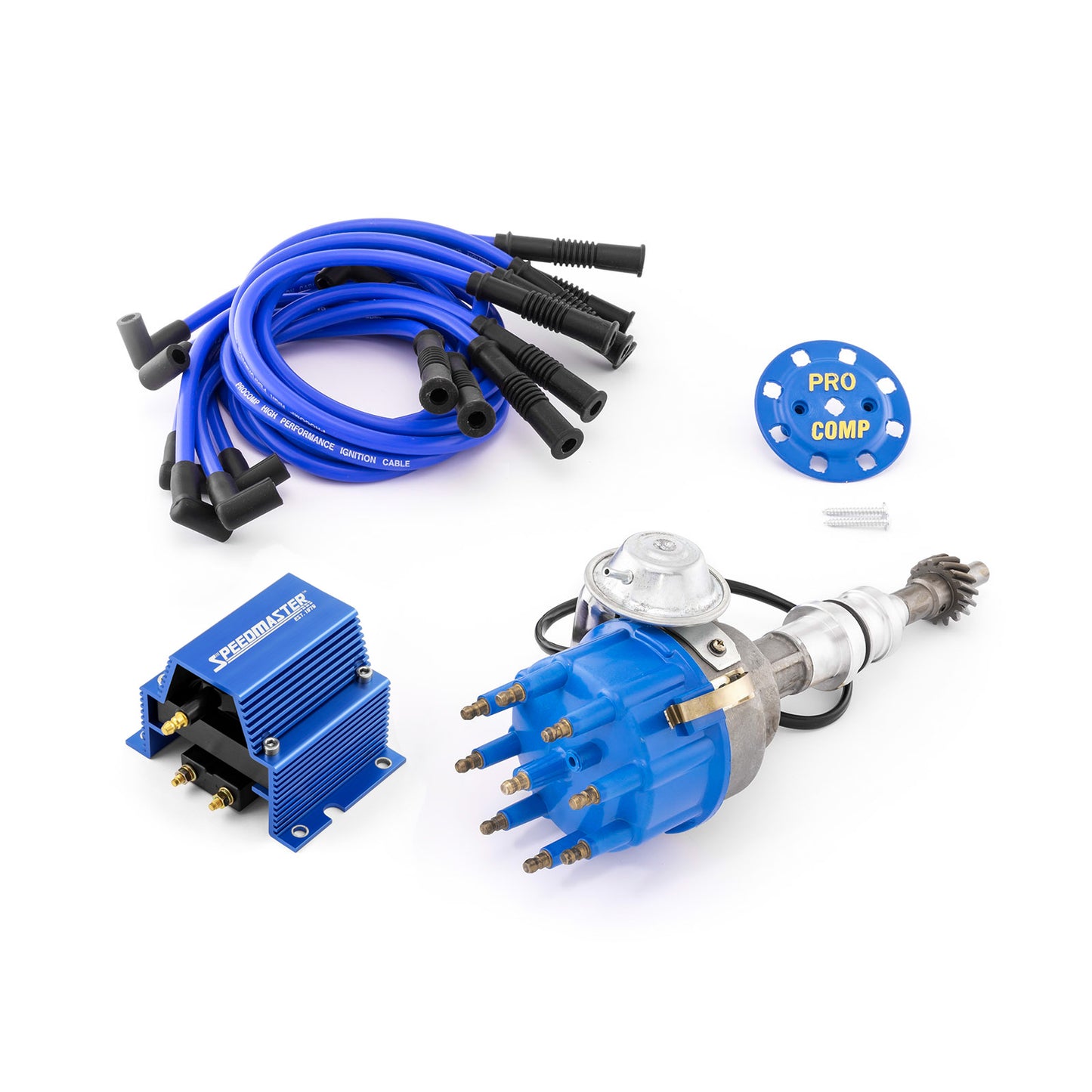 Distribuidor Ford 302 351C Cleveland Early 460 listo para usar con bobina y cables conductores