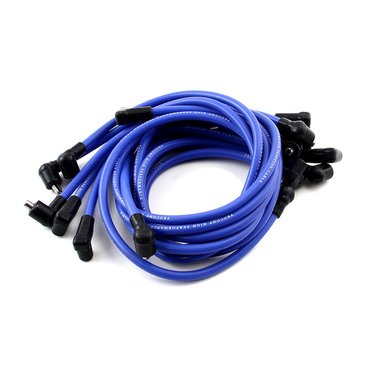Cables de bujía universales de 90 grados a 90 grados debajo de las cubiertas hembra azules compatibles con Chevy