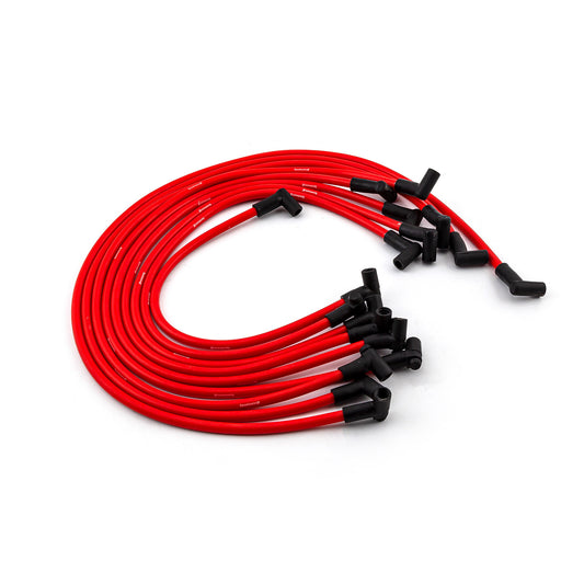 Cables de bujía macho rojos universales de 90 grados a 90 grados debajo de las cubiertas, compatibles con Chevy