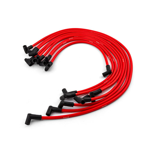 Universal 90 Deg to 90 Deg Under Covers Male Red Spark Plug Wires Suits Chevy
