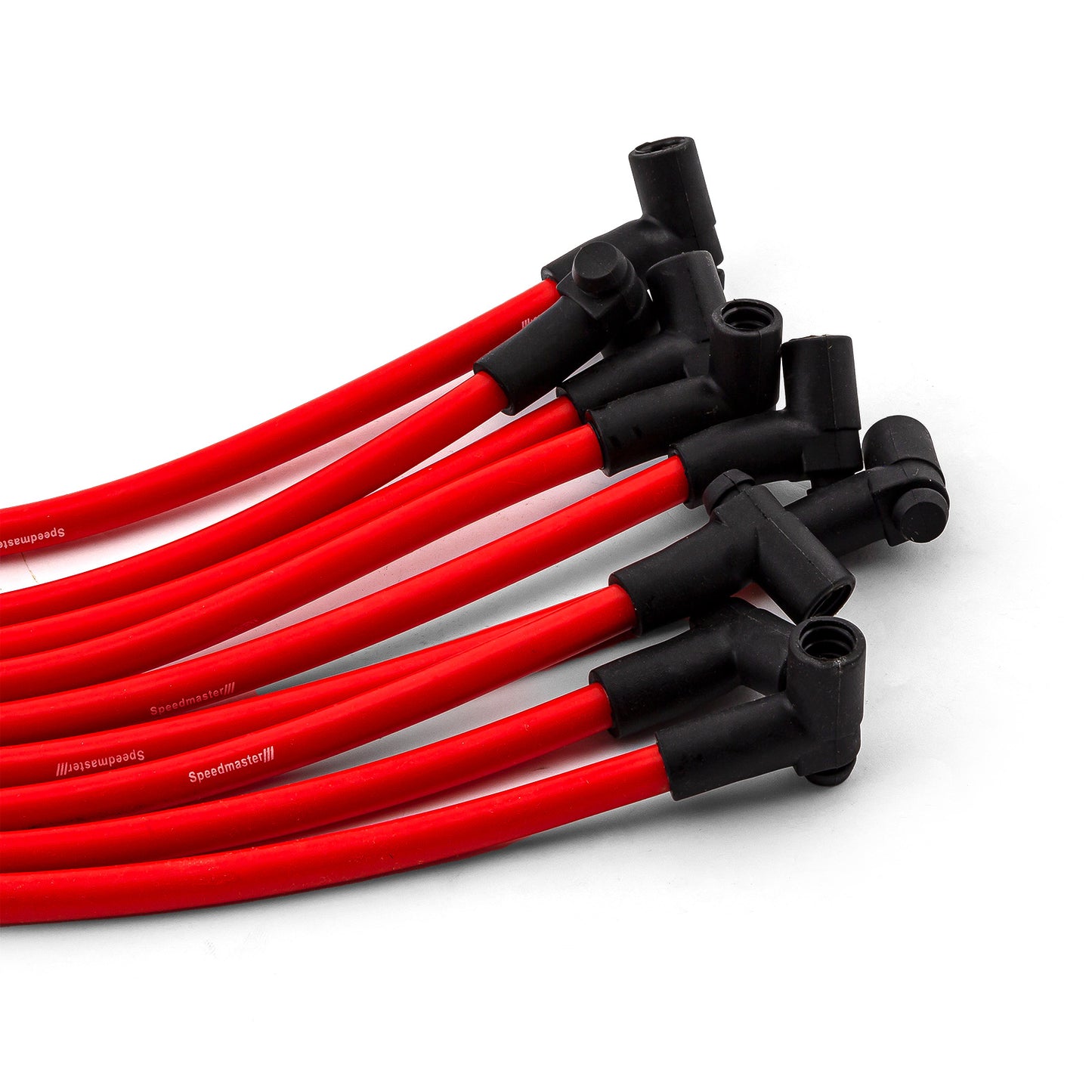 Cables de bujía macho rojos universales de 90 grados a 90 grados debajo de las cubiertas, compatibles con Chevy
