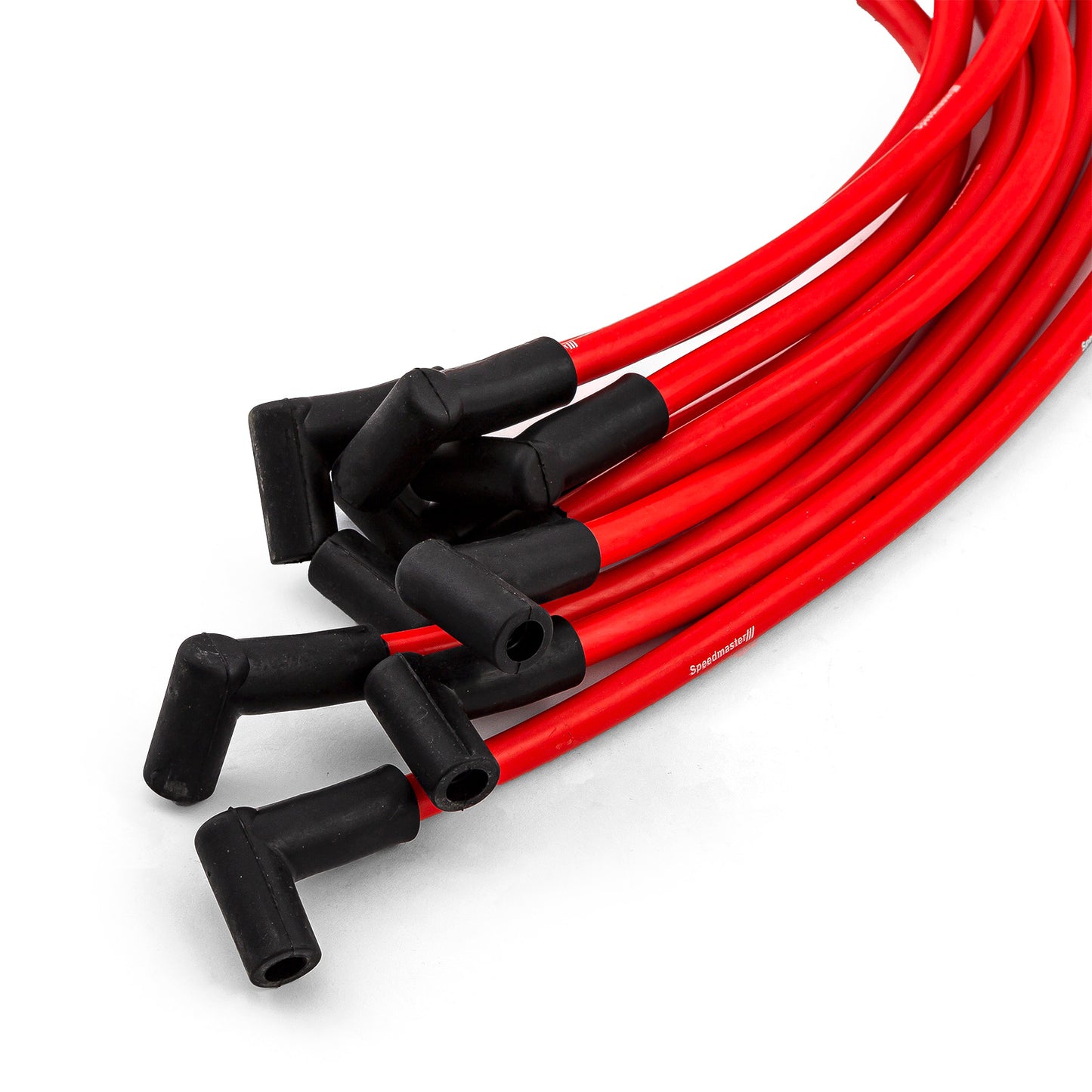Universal 90 Deg to 90 Deg Under Covers Male Red Spark Plug Wires Suits Chevy