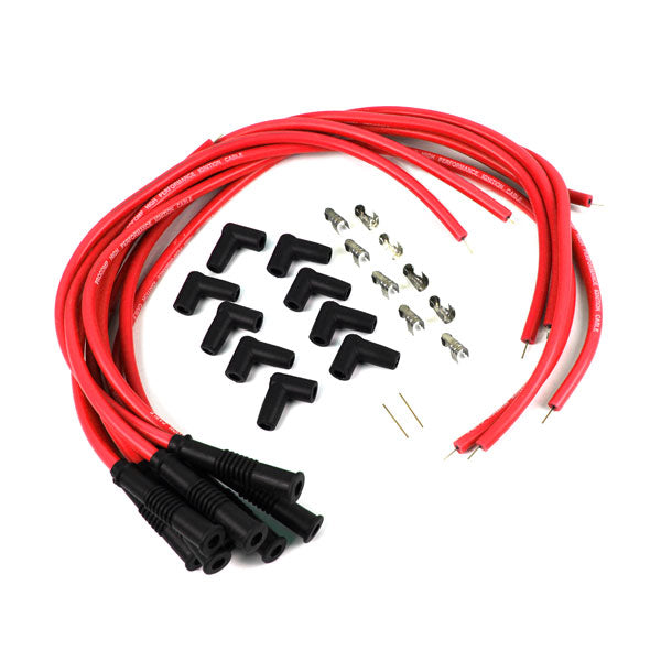 Universal 90 Deg to Straight Non Terminated Male Red Spark Plug Wires Suits Ford