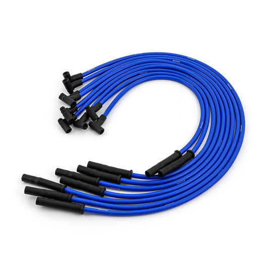 Cables de bujía universales de 90 grados a rectos - Macho - Azules (Compatibles con Ford)