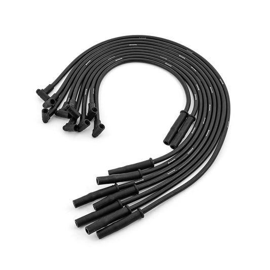 Cables de bujía universales de 90 grados a rectos (macho) - Negros (Compatibles con Ford)