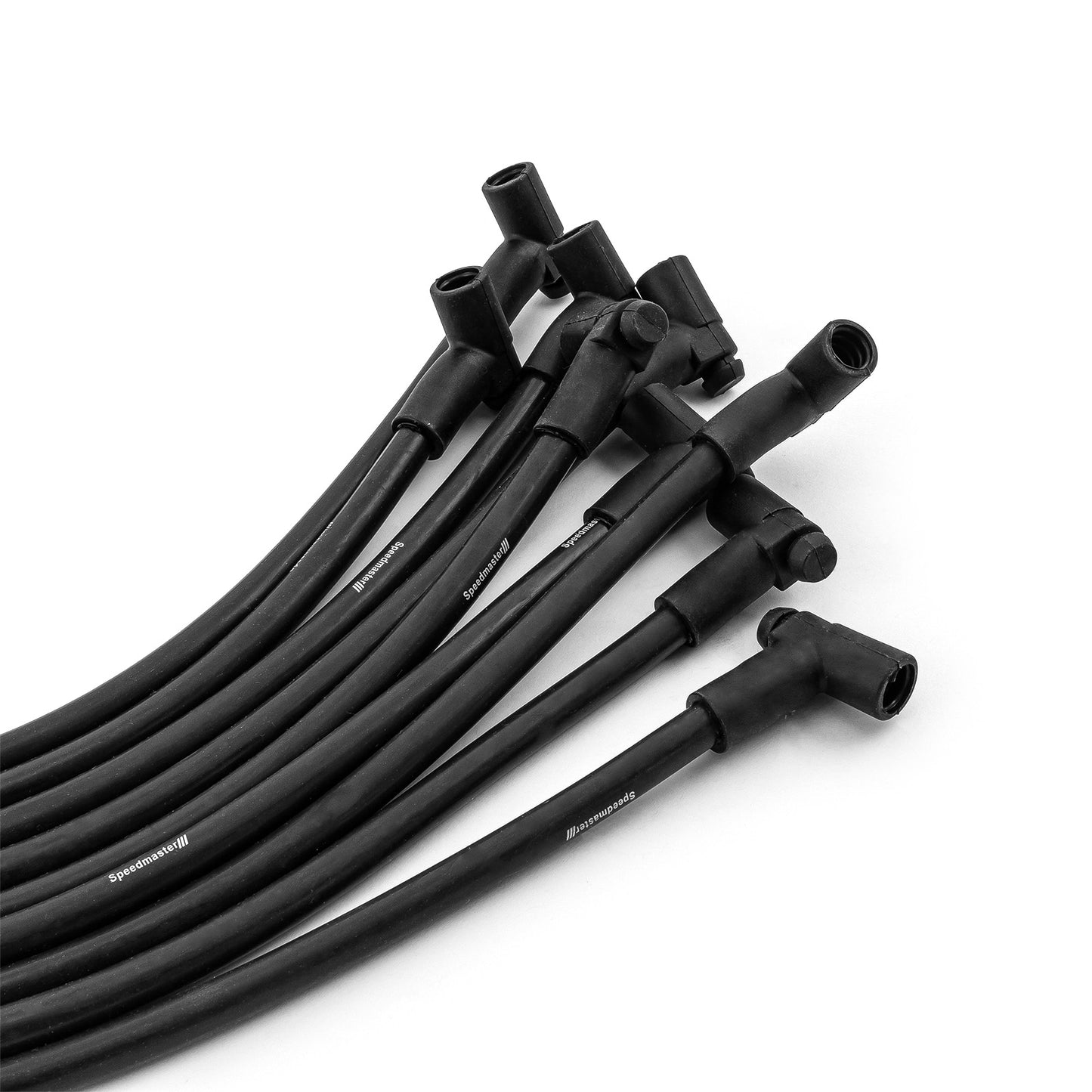 Cables de bujía universales de 90 grados a rectos (macho) - Negros (Compatibles con Ford)
