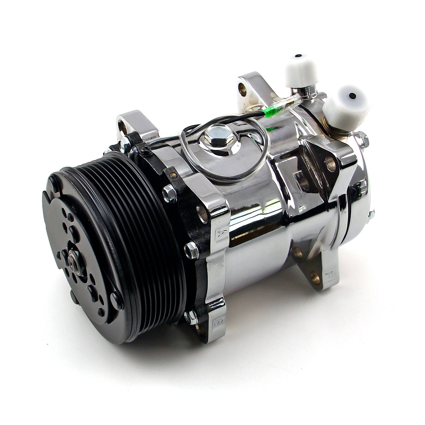 Serpentine Belt Sanden 508 Style Chrome Air Compressor AC Air Conditioning