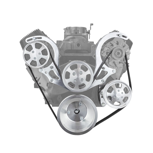 Kit completo de polea serpentina de motor de aluminio para Chevy BBC 454 (pulido)