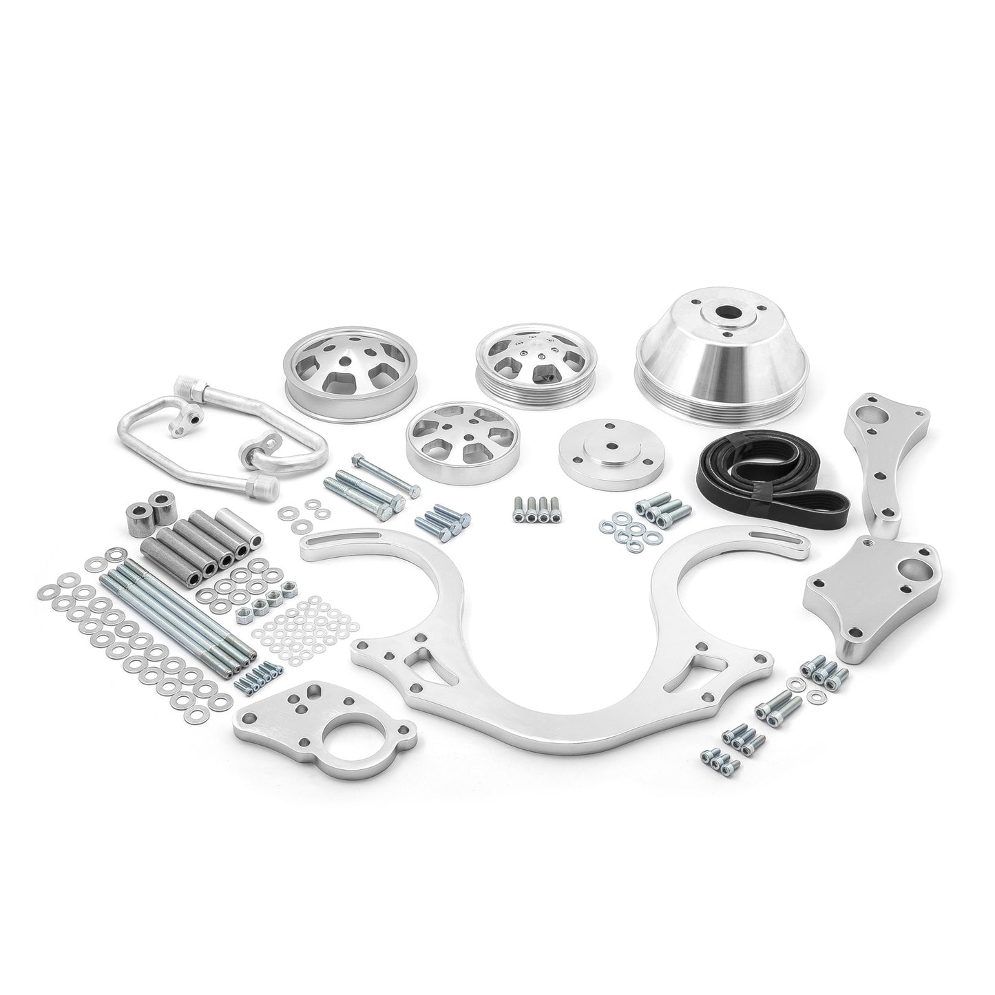 Kit completo de polea serpentina de motor de aluminio para Chevy BBC 454 (pulido)
