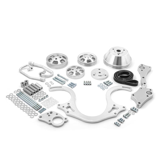 Kit completo de polea serpentina de motor de aluminio para Chevy BBC 454 (pulido)