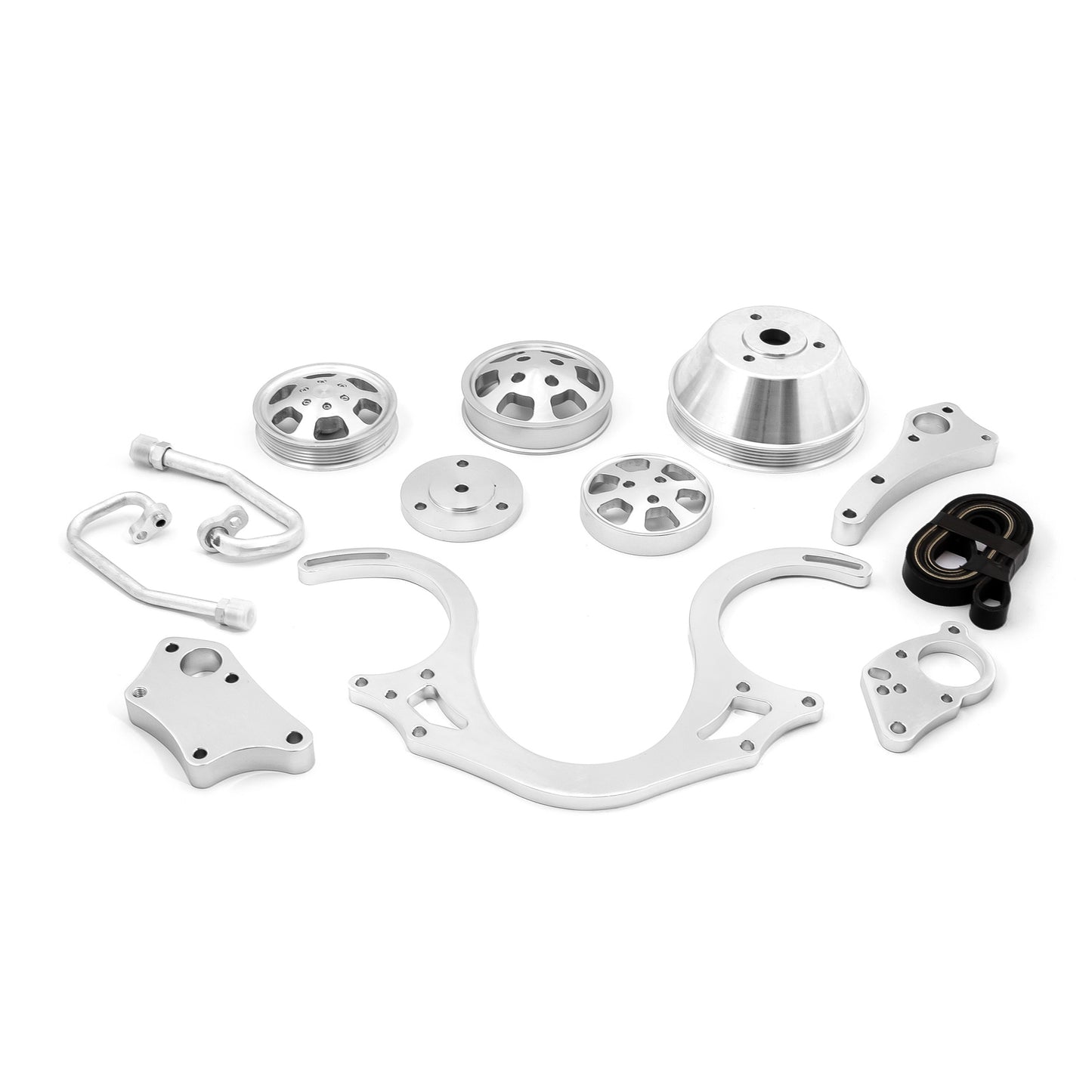 Kit completo de polea serpentina de motor de aluminio para Chevy BBC 454 (pulido)