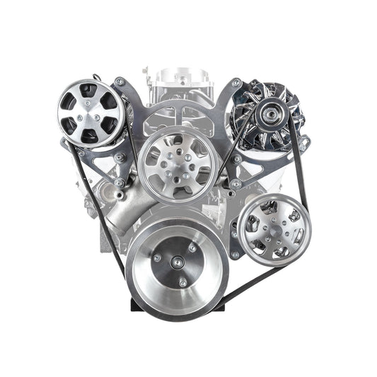 Kit completo de transmisión por correa serpentina de aluminio para Chevy SBC 350 - Pulido