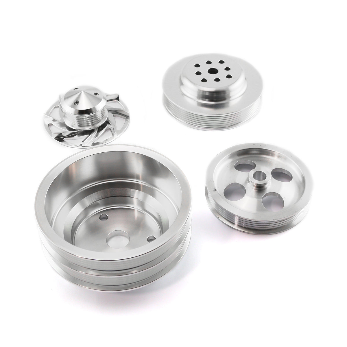 Kit de polea serpentina SBC para Chevy, bomba de agua larga con bomba de dirección asistida tipo 2