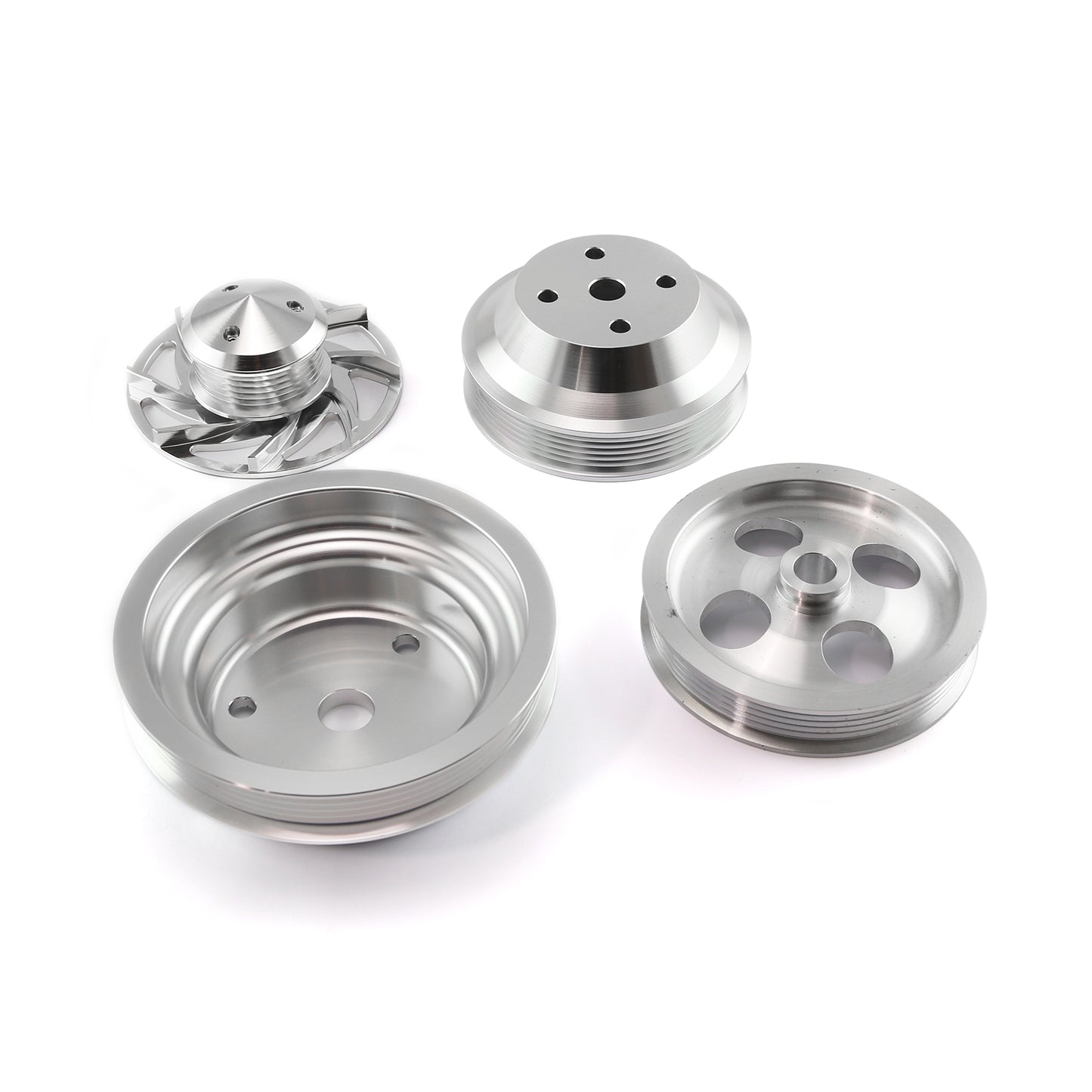 Kit de polea serpentina SBC para Chevy, bomba de agua corta con bomba de dirección asistida tipo 2