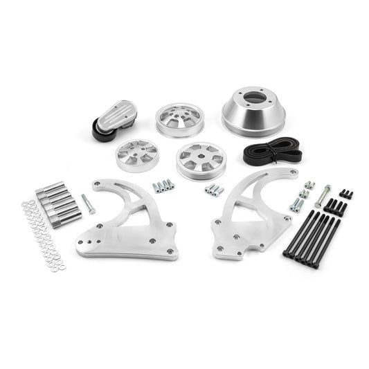 Kit completo de polea serpentina de motor de aluminio para Chevy GM LS1 LS2 LS3 LS6