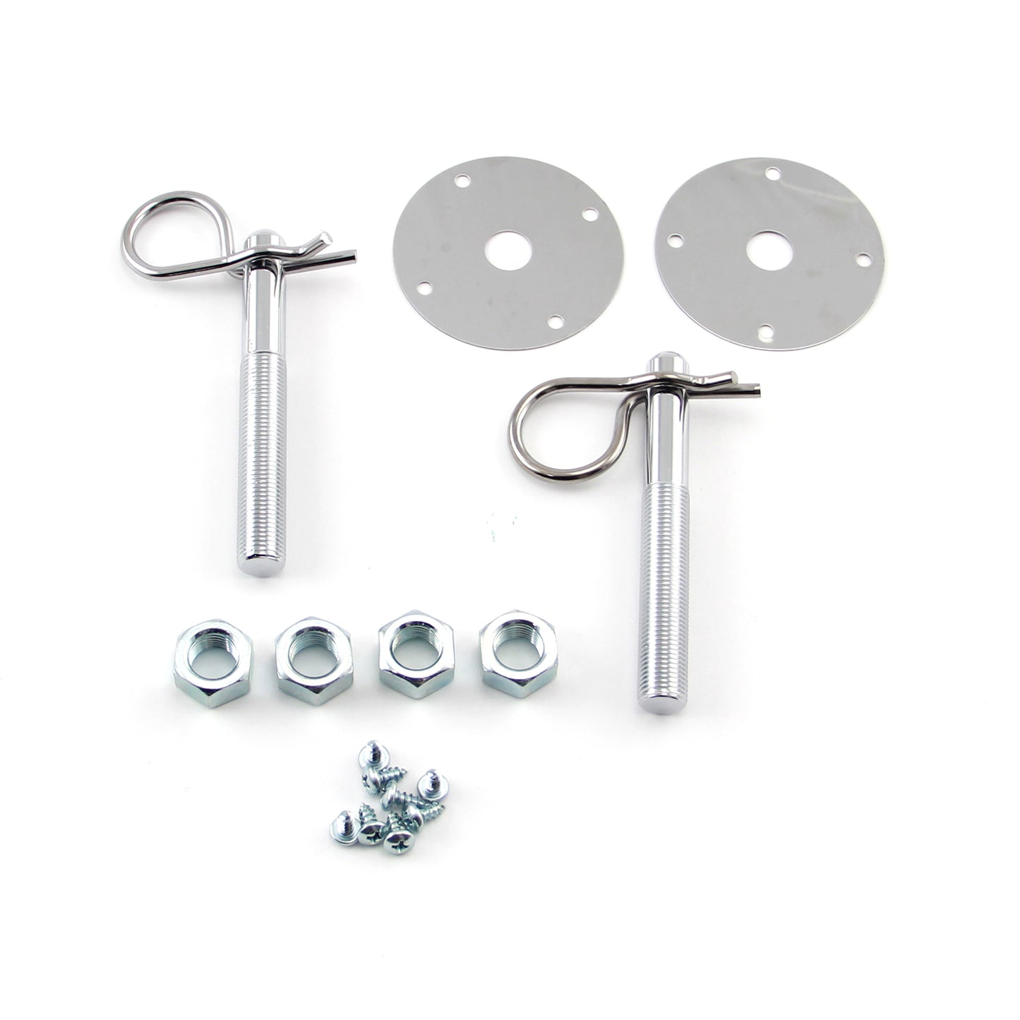 Kit de pasadores de capó universales de acero cromado - Placas protectoras tipo horquilla Q-Clips