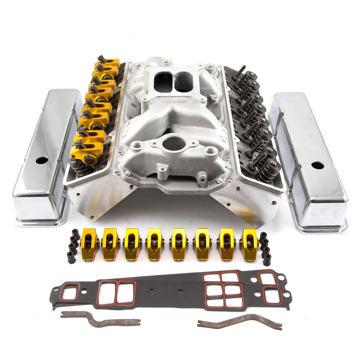 Kit combinado de culata de cilindro sólida FT con bujía recta para Chevy SBC 350