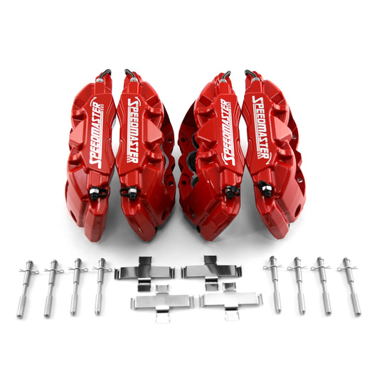 6 Piston Billet Caliper Front & Rear Kit - Red Powdercoated
