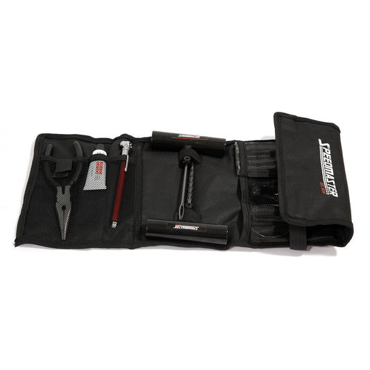 Kit de reparación de pinchazos de neumáticos de 31 piezas para motocicleta, coche y camión - Estuche blando enrollable