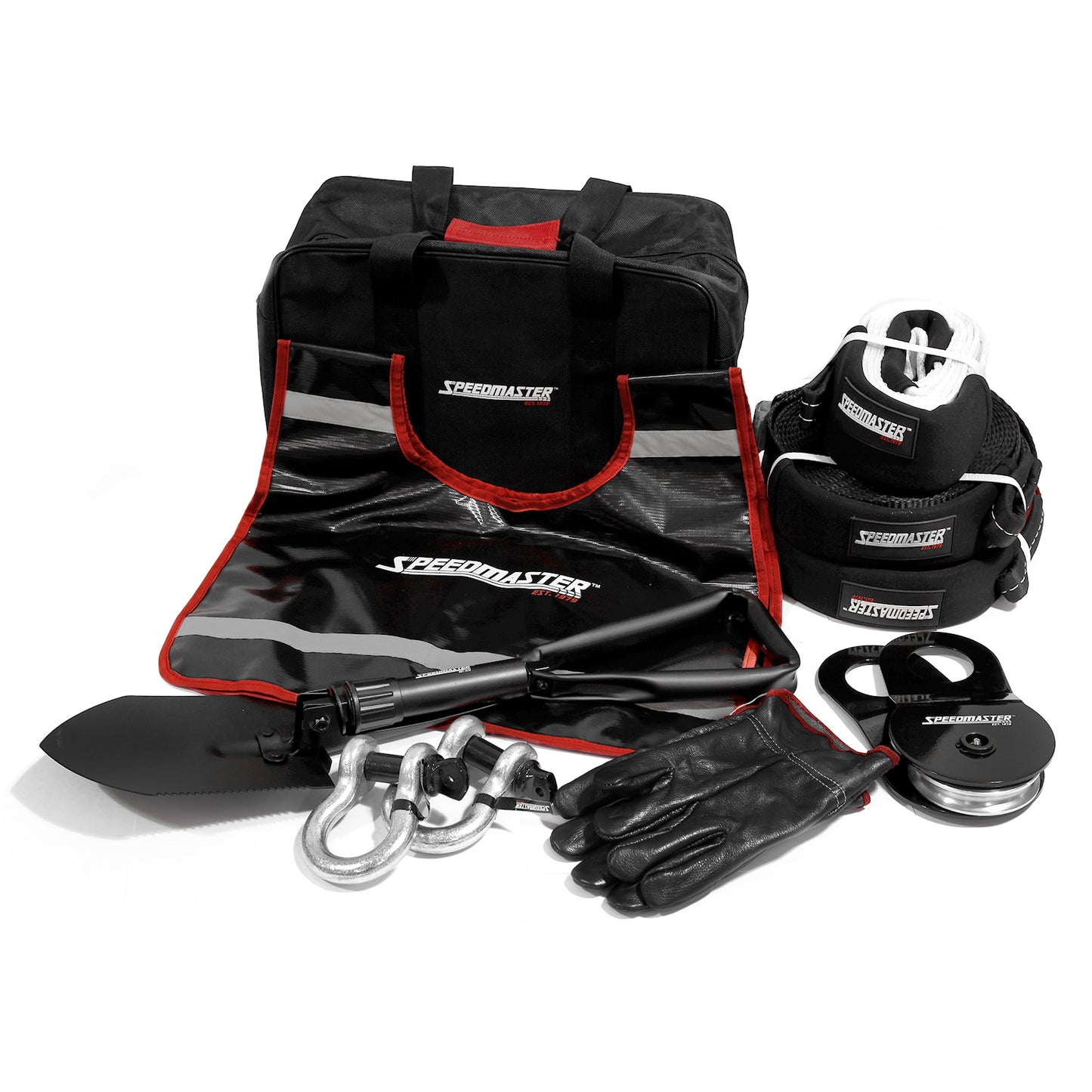 Kit de recuperación de cabrestante 4WD Plus (grillete de arranque, correas, guantes y bolsa) 10 piezas