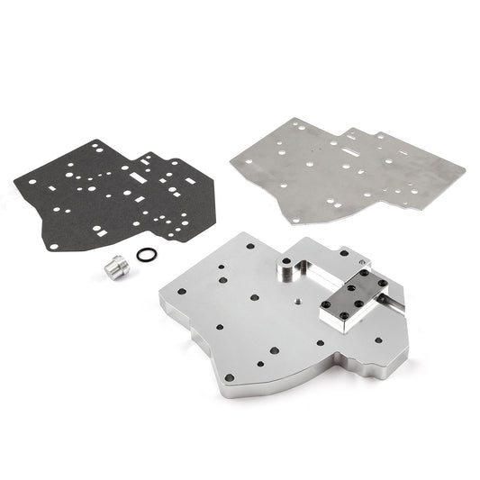 Transmisión GM TH400, cuerpo de válvulas manual completo de aluminio billet - Plateado
