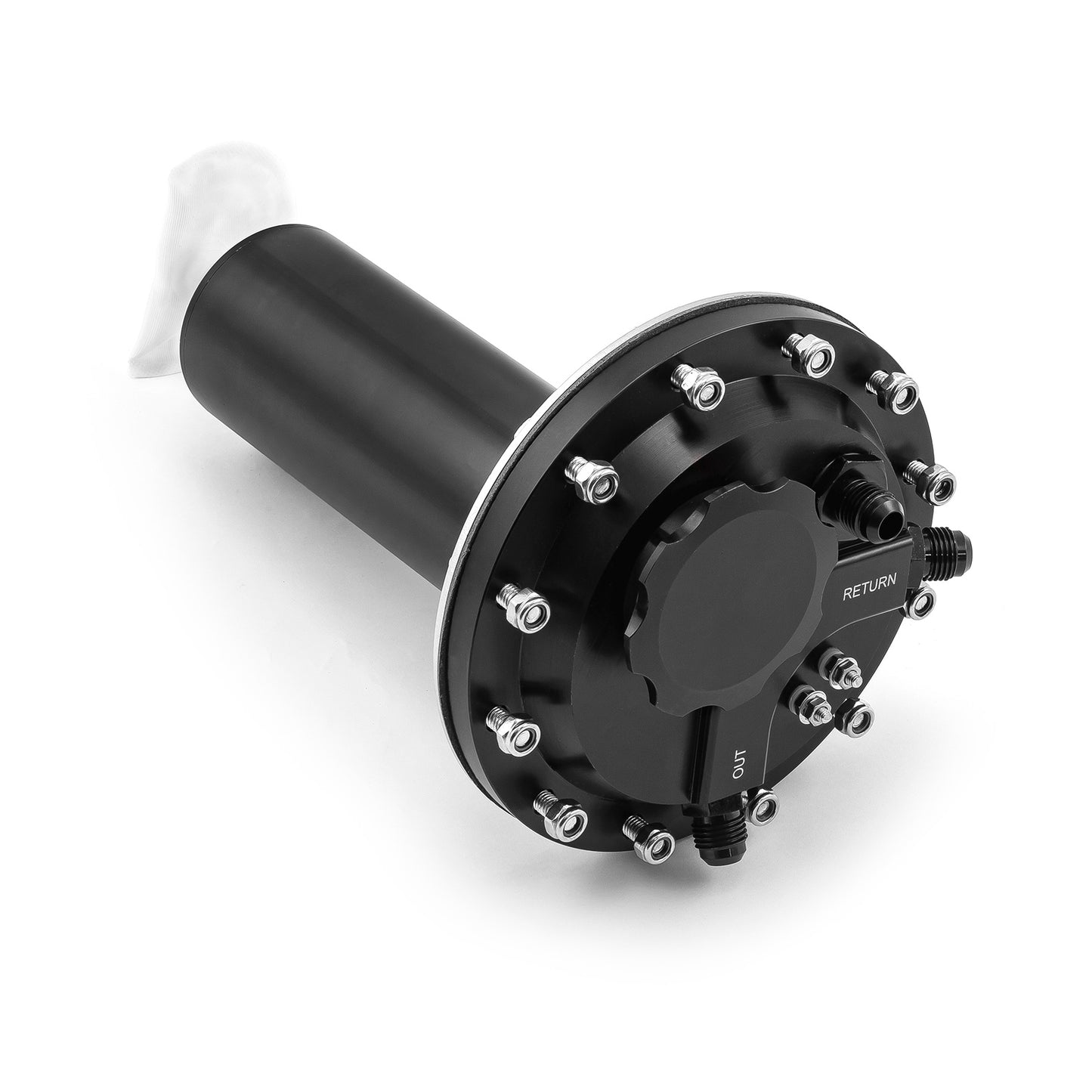 Bomba de combustible eléctrica individual de aluminio billet negra con ajuste universal en el tanque
