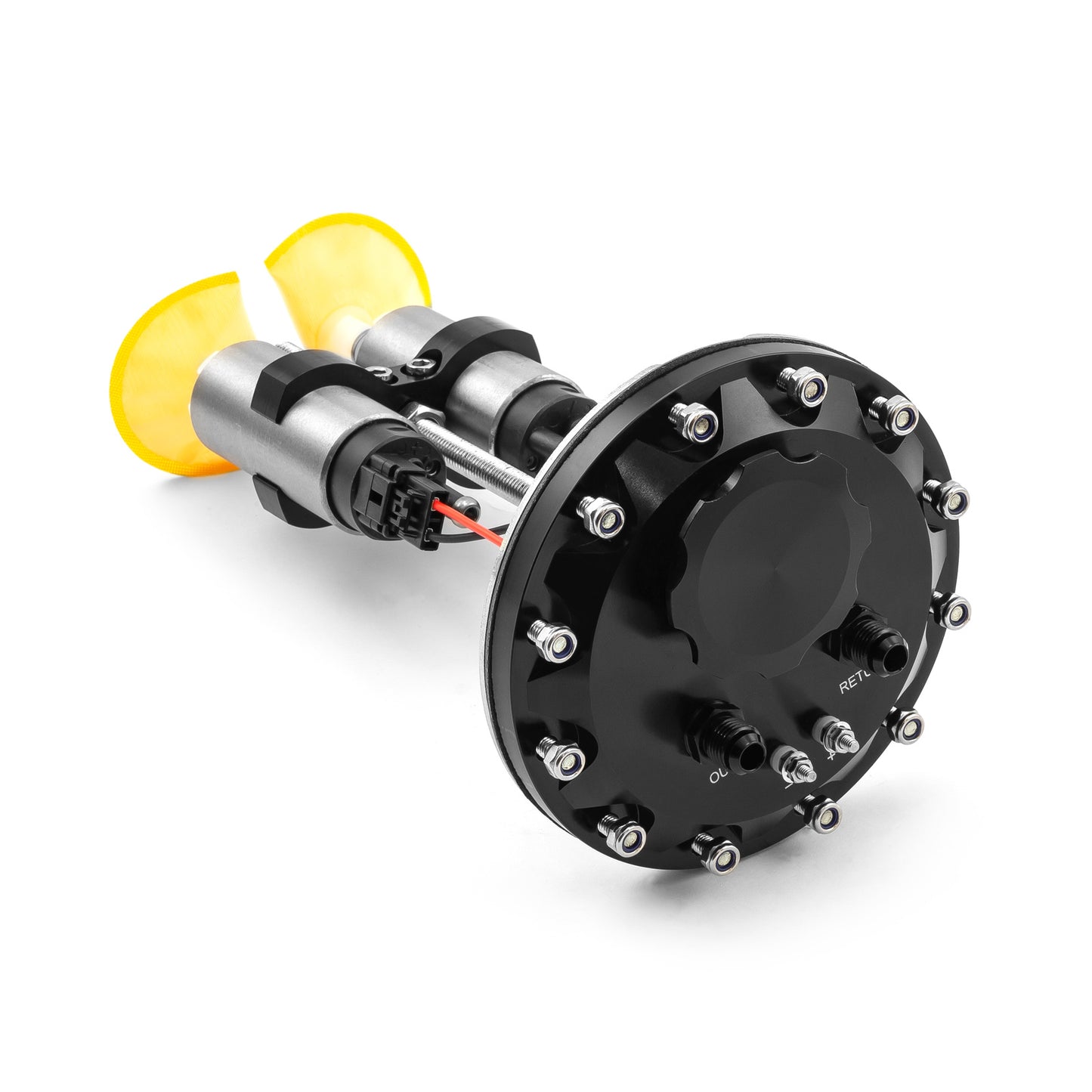 Bomba de combustible eléctrica sin escobillas doble de ajuste universal en el tanque, de aluminio billet negro