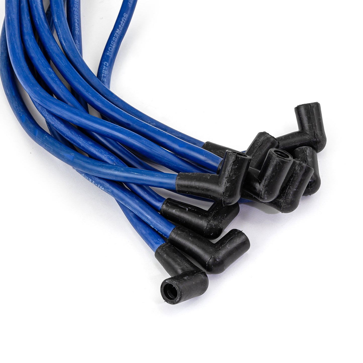 Universal 90 Deg to 90 Deg Under Covers Male Blue Spark Plug Wires Suits Chevy