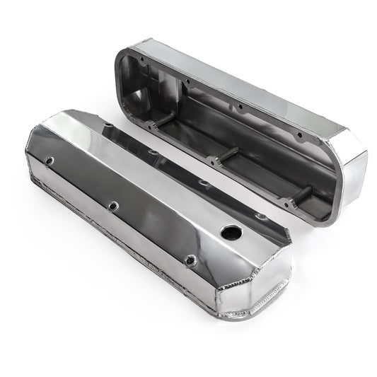 Chevy BBC 454 Long Bolt Fabricated Valve Covers Polished Tall w/ Hole (No Bolts)