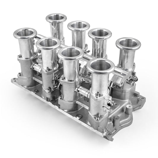 Sistema de colector de admisión EFI de 8 columnas y corriente descendente para Ford 351W Windsor, completamente pulido