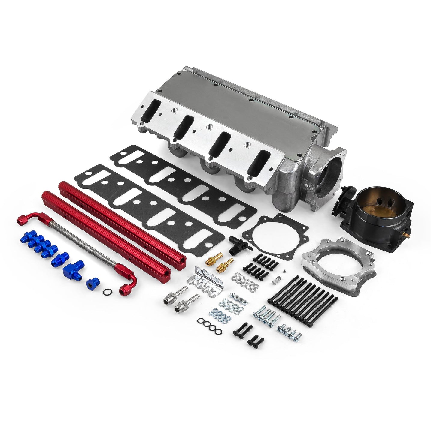 Colector de admisión de aluminio pulido para Chevy LS1 LS6 con cuerpo del acelerador de 90 mm