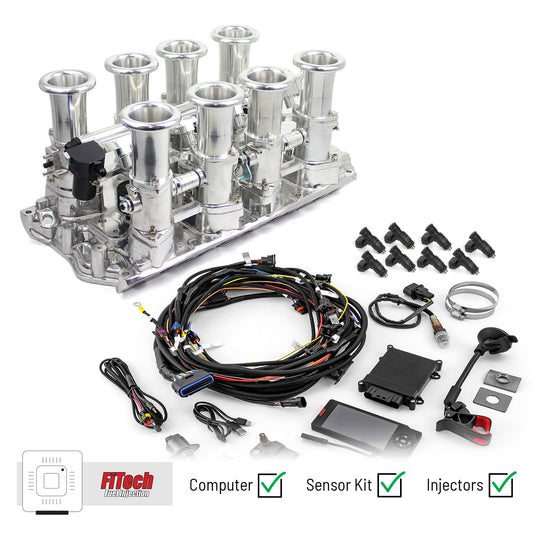 Sistema de inyección de combustible Ford 351W Windsor Downdraft + FiTech Ultra EFI [Pulido]